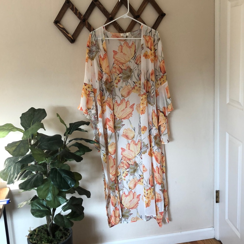 Floral cardigan/ beach cover up